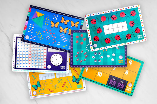 Domino Juliette: 3-Pack Math Placemat Bundle - Counting, Addition, Subtraction, & Number Learning. Educational Kids Toys