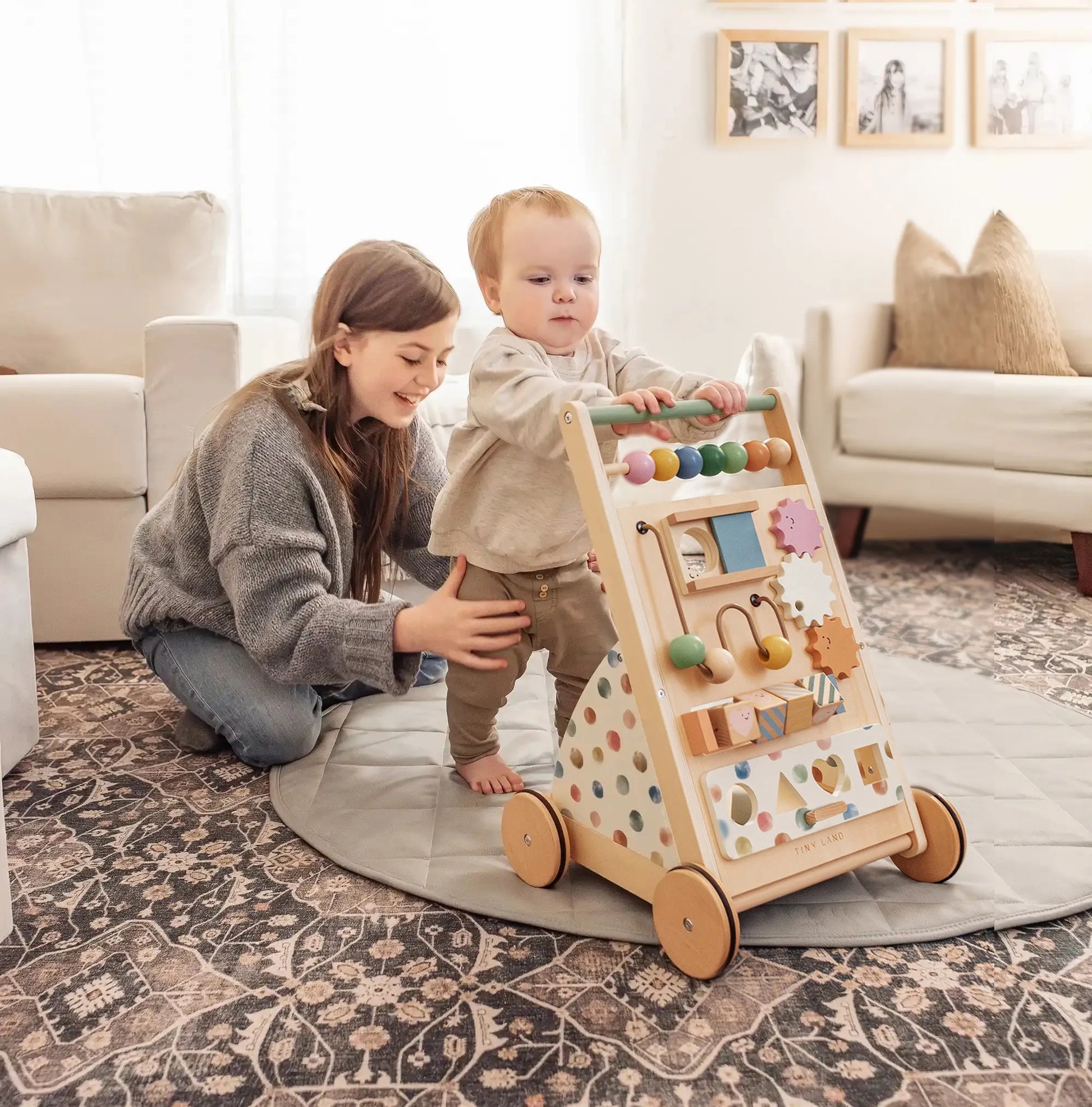 Tiny Land® Versatile Natural Wooden Baby Walker Tiny Land INC