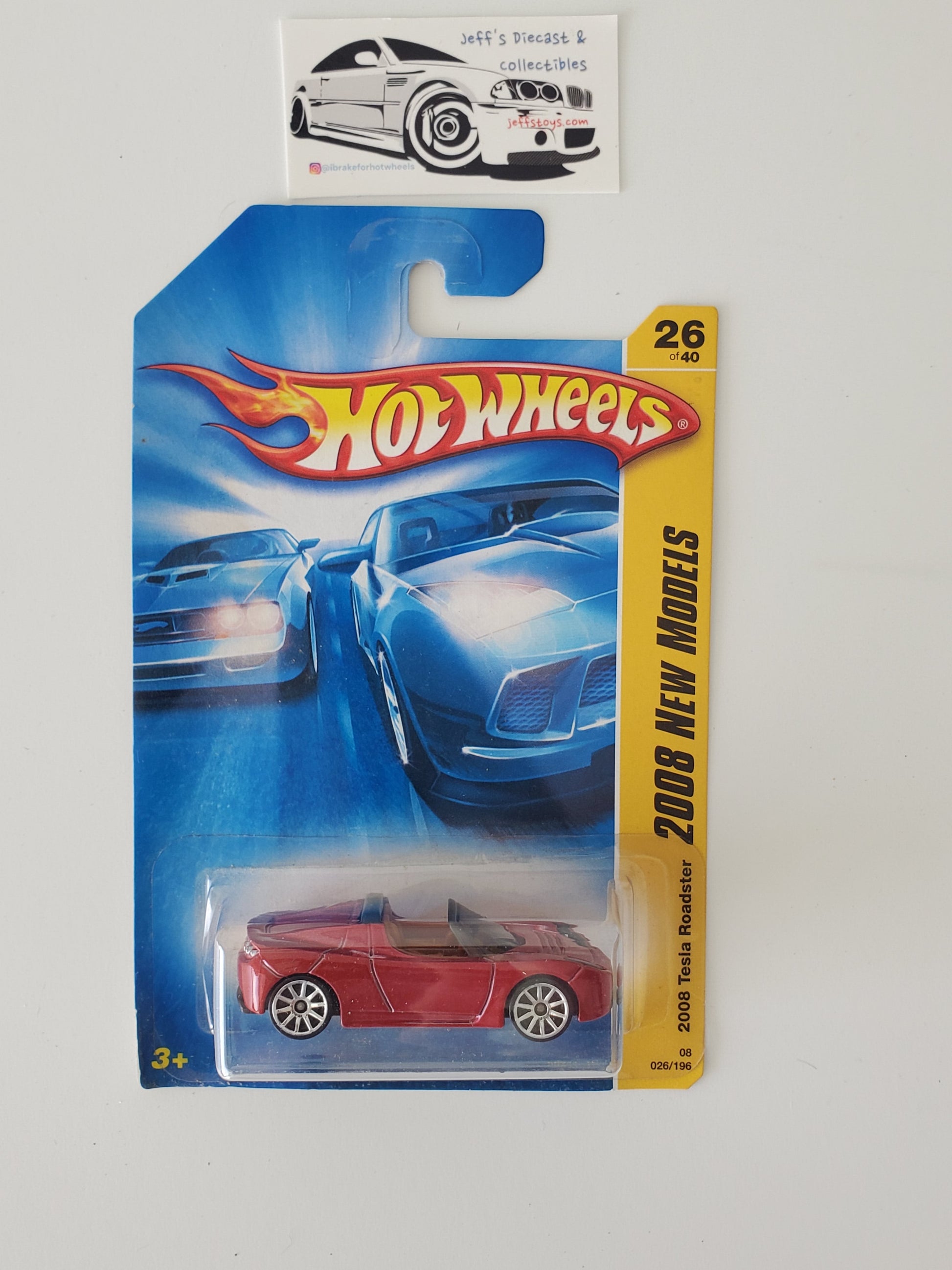 2008 Hot Wheels Tesla Roadster #026 Red Jeff's Diecast & Collectibles