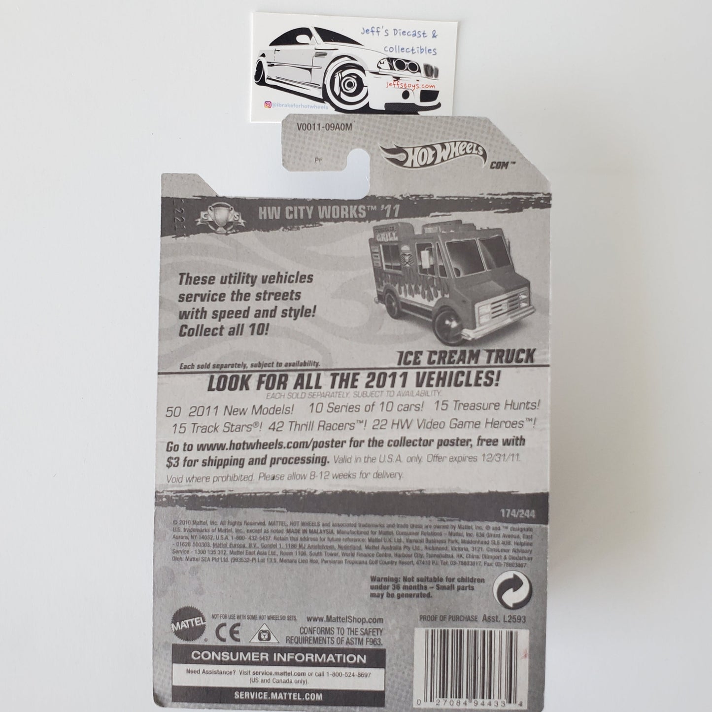 2011 Hot Wheels Ice Cream Truck #174 Jeff's Diecast & Collectibles