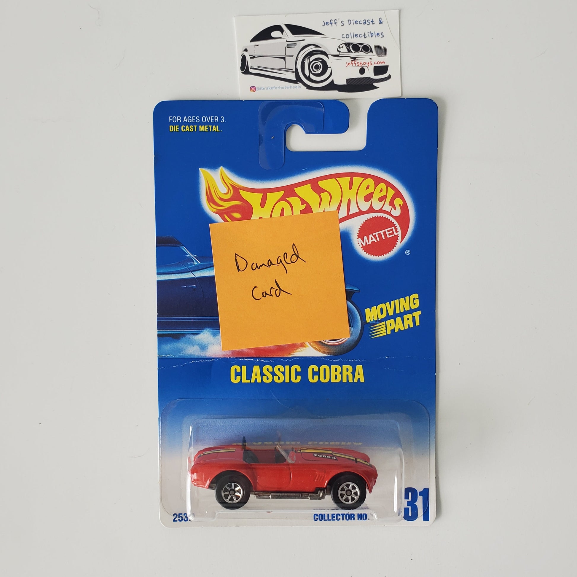 1991 Hot Wheels Classic Cobra #31 Damaged Card Jeff's Diecast & Collectibles
