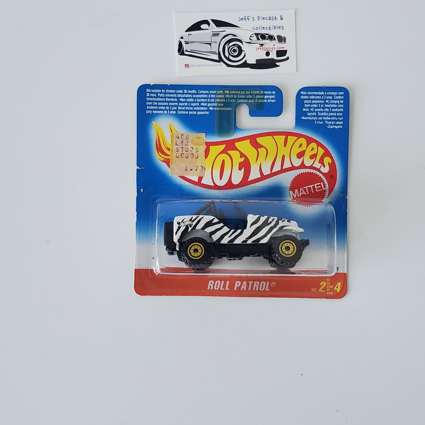 1995 Hot Wheels Roll Patrol Jeep Roarin Rods Rare Short Card Jeff's Diecast & Collectibles
