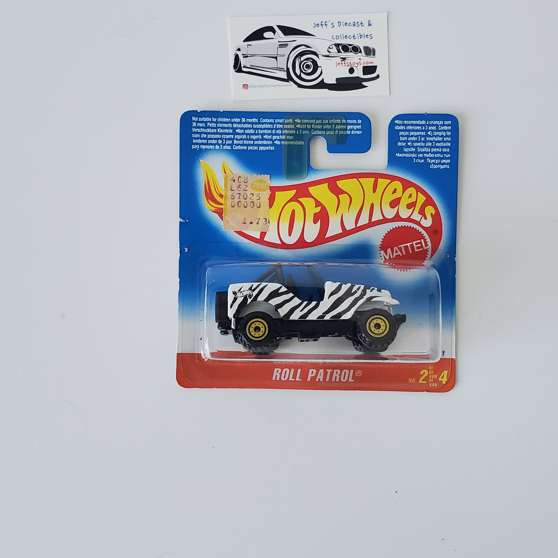 1995 Hot Wheels Roll Patrol Jeep Roarin Rods Rare Short Card Jeff's Diecast & Collectibles