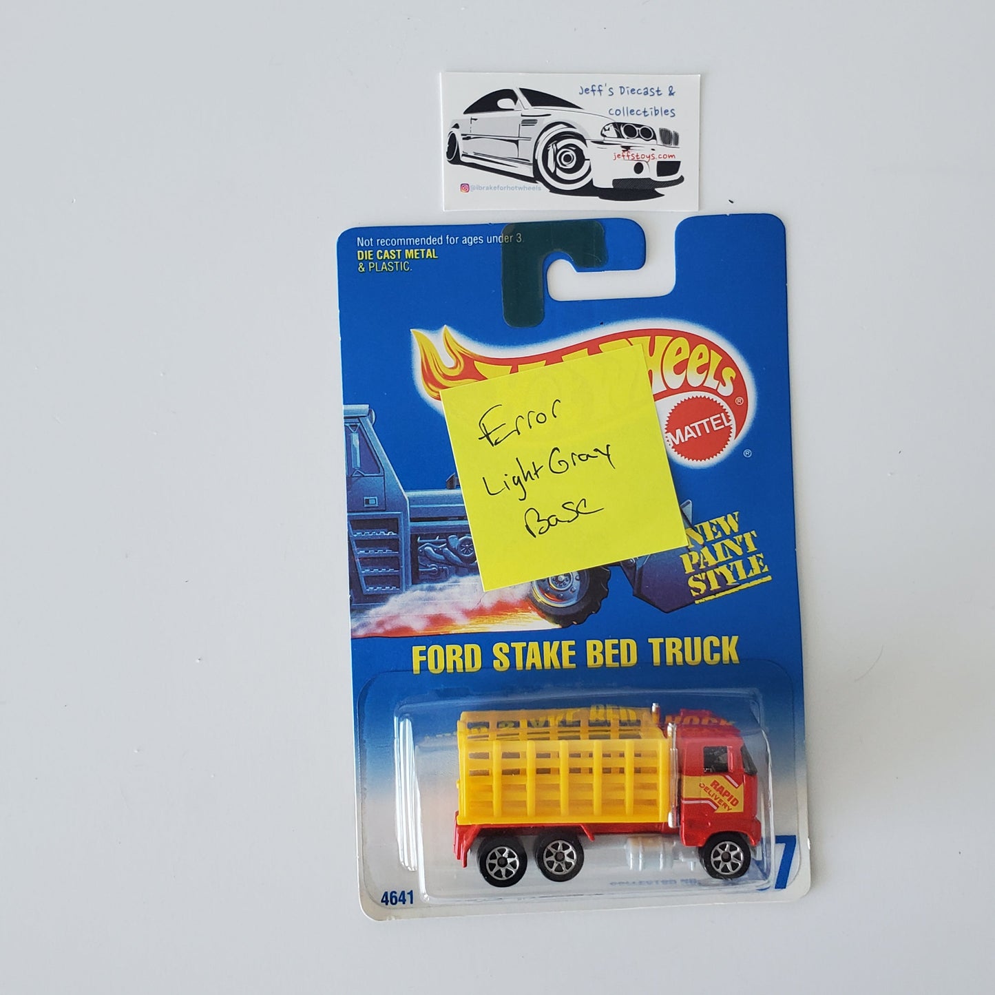 1991 Hot Wheels Ford Stake Bed Truck #237 - Gray Base Variation Jeff's Diecast & Collectibles