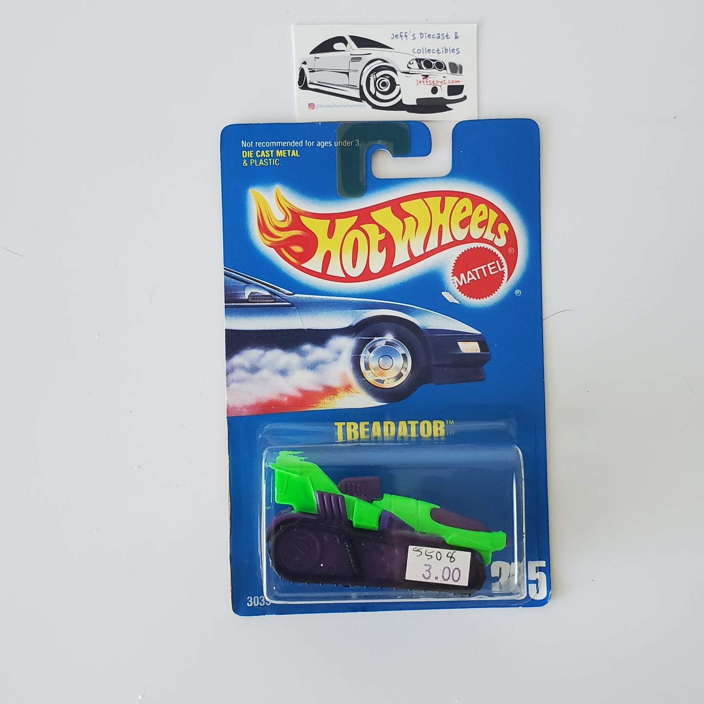 1991 Hot Wheels Treadator #205 Blue Card Jeff's Diecast & Collectibles