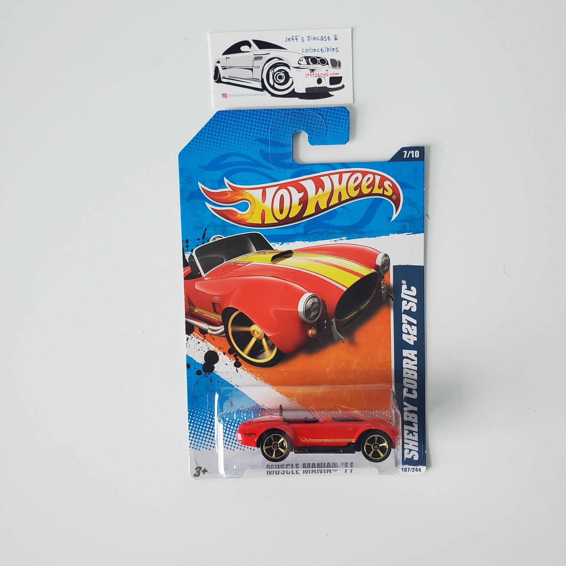 2011 Hot Wheels Shelby Cobra 427 S/C #107 **Red Windshield Variation Jeff's Diecast & Collectibles