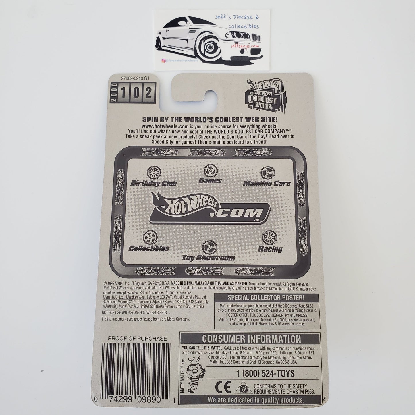 2000 Hot Wheels '90 T-Bird #102 Jeff's Diecast & Collectibles