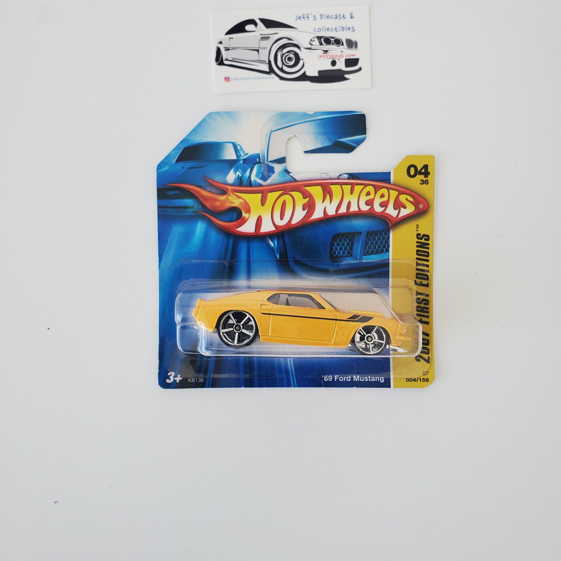 2007 Hot Wheels '69 Ford Mustang #4 Yellow Short Card Jeff's Diecast & Collectibles