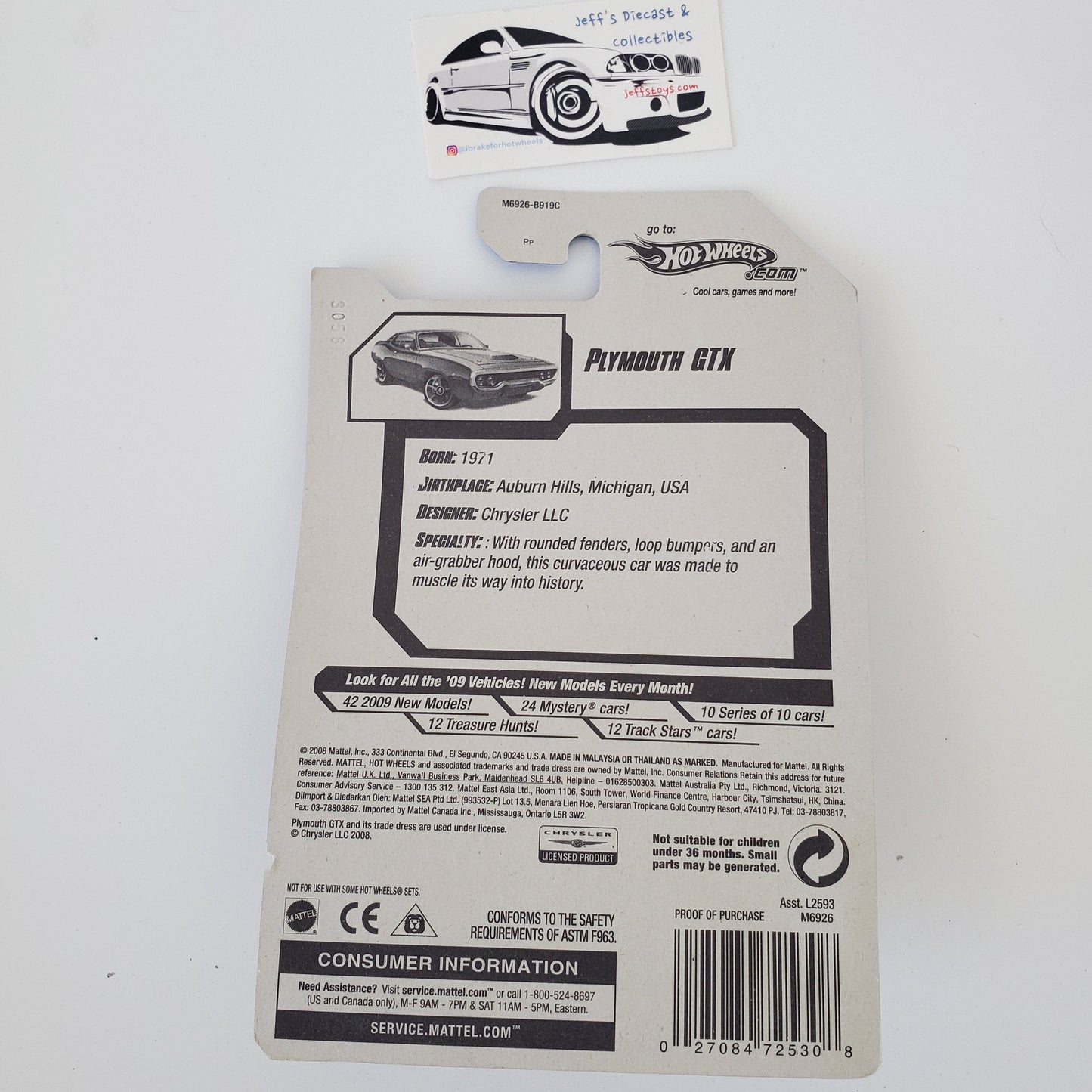 2008 Hot Wheels Plymouth GTX #60 Orange Jeff's Diecast & Collectibles