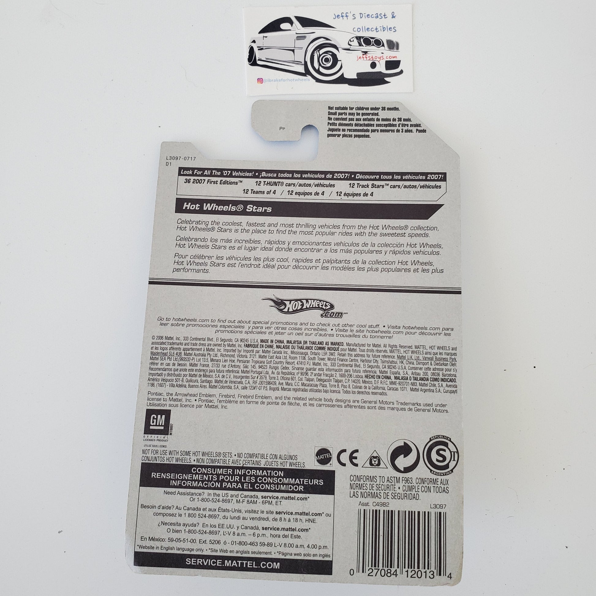 2007 Hot Wheels Pontiac Firebird #144 Jeff's Diecast & Collectibles