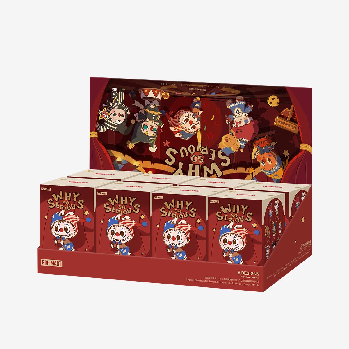 (In Stock) POPMART WHY SO SERIOUS Series-Vinyl Plush Pendant Blind Box Sealed Case of 8 Sealed Blind Boxes Ralphie's Funhouse