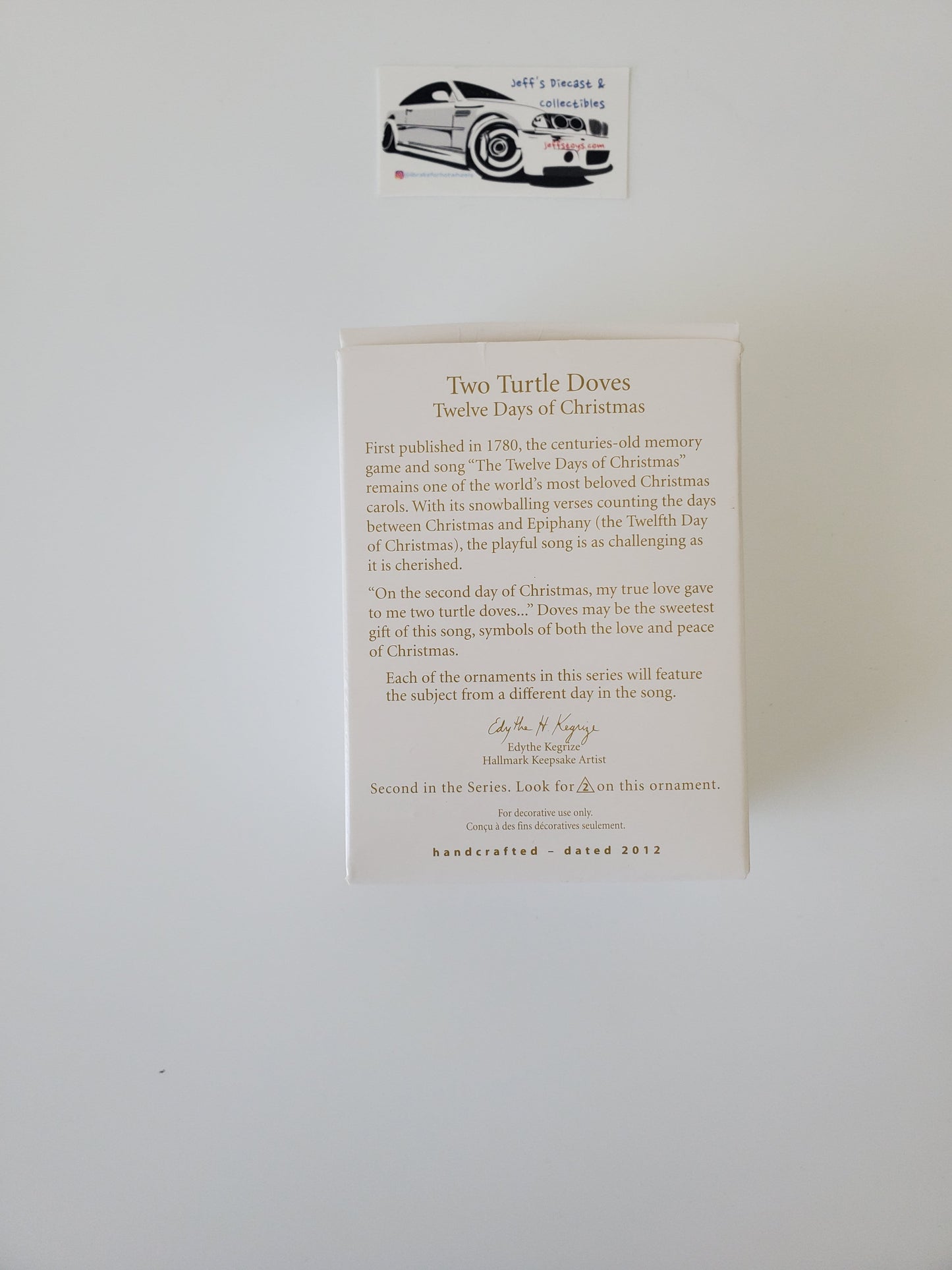 2012 Hallmark Two Turtle Doves - Used Excellent Condition Jeff's Diecast & Collectibles