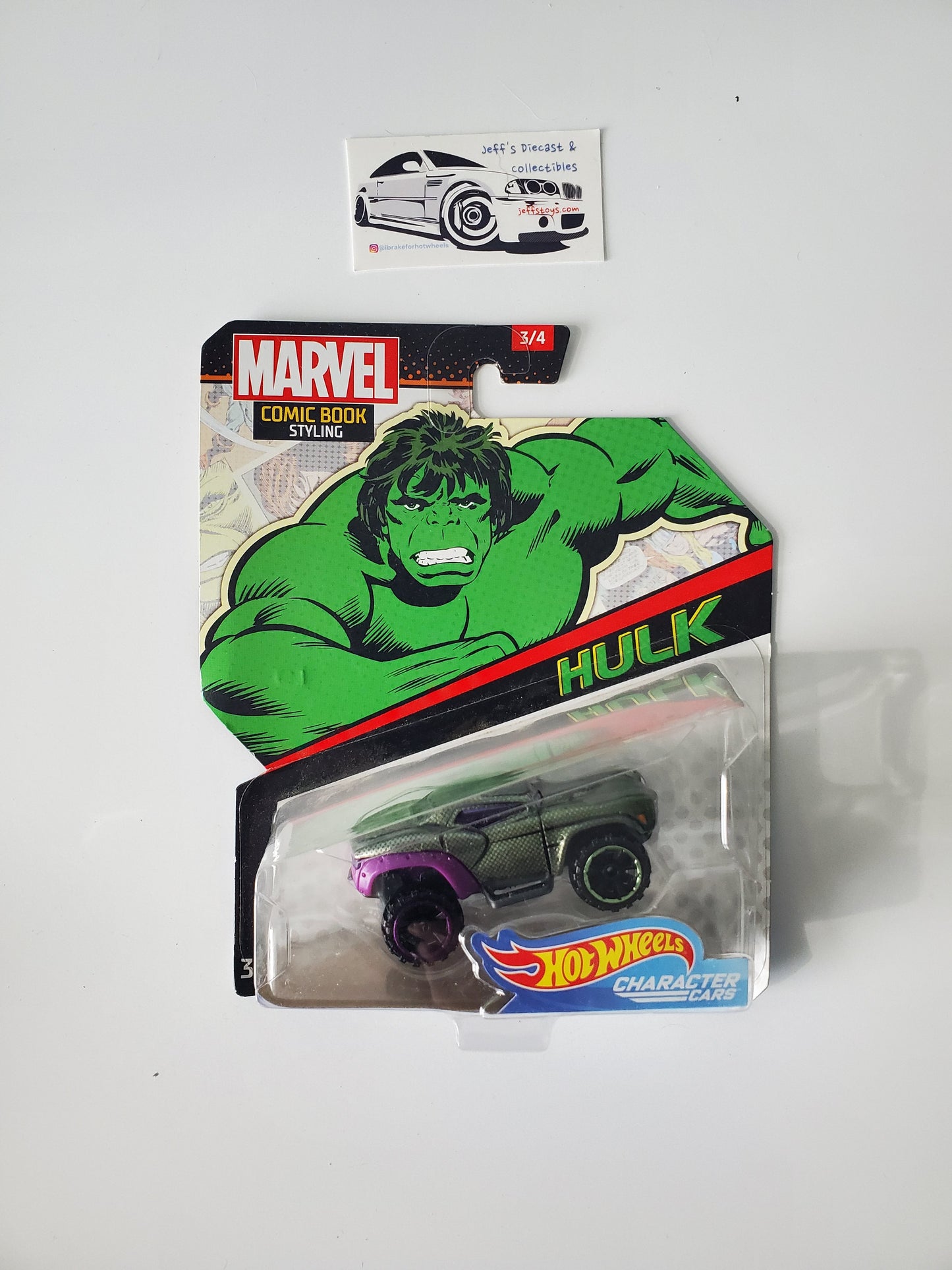 2017 Hot Wheels Character Cars Hulk Comic Book Styling Jeff's Diecast & Collectibles