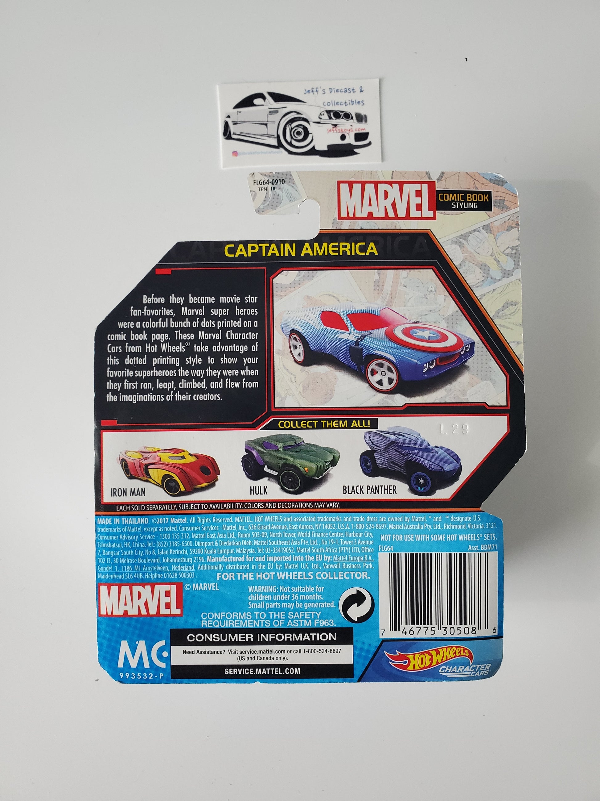 2017 Hot Wheels Character Cars Captain America Comic Book Styling Jeff's Diecast & Collectibles