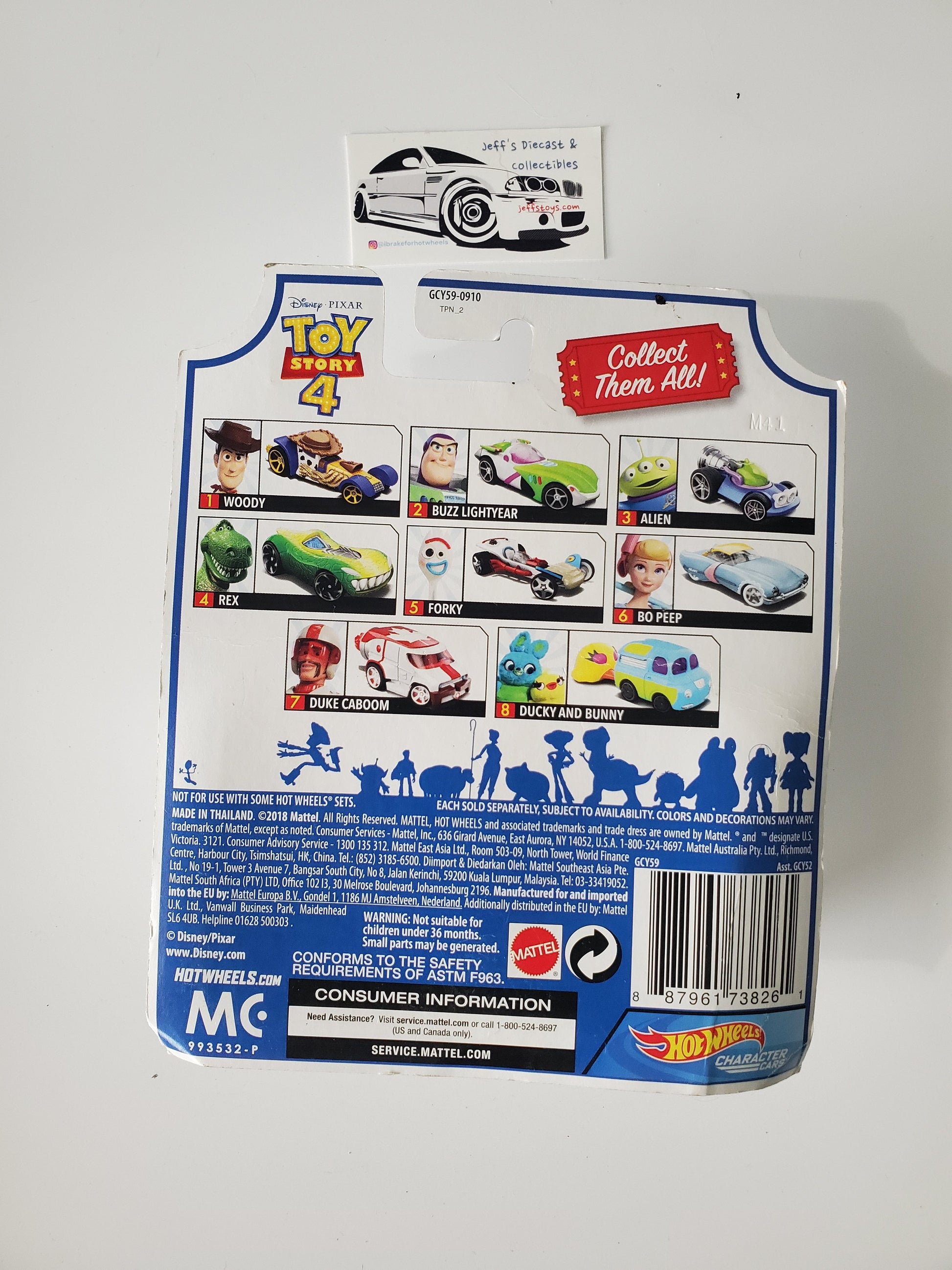 2018 Hot Wheels Character Cars Toy Story 4 Duke Caboom Jeff's Diecast & Collectibles