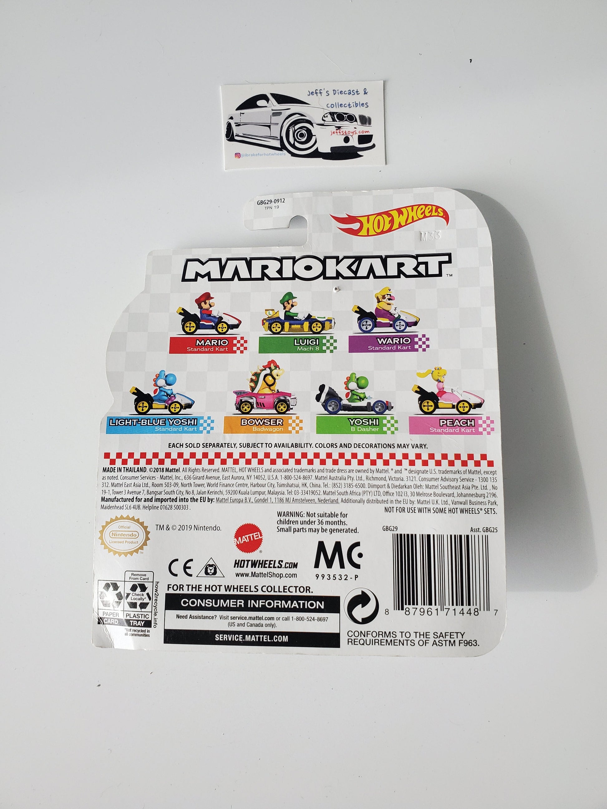 2018 Hot Wheels Mario Kart Yoshi B Dasher Jeff's Diecast & Collectibles