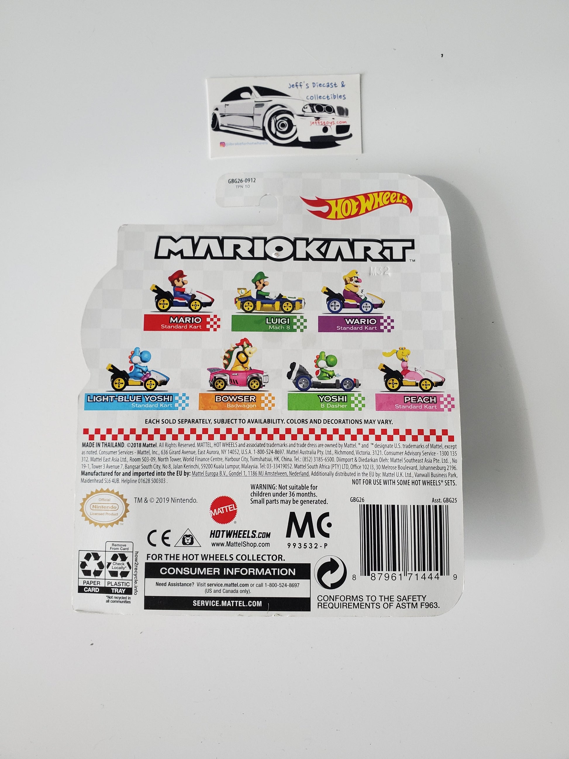 Hot Wheels Mario Kart Mario Standard Kart - B Jeff's Diecast & Collectibles