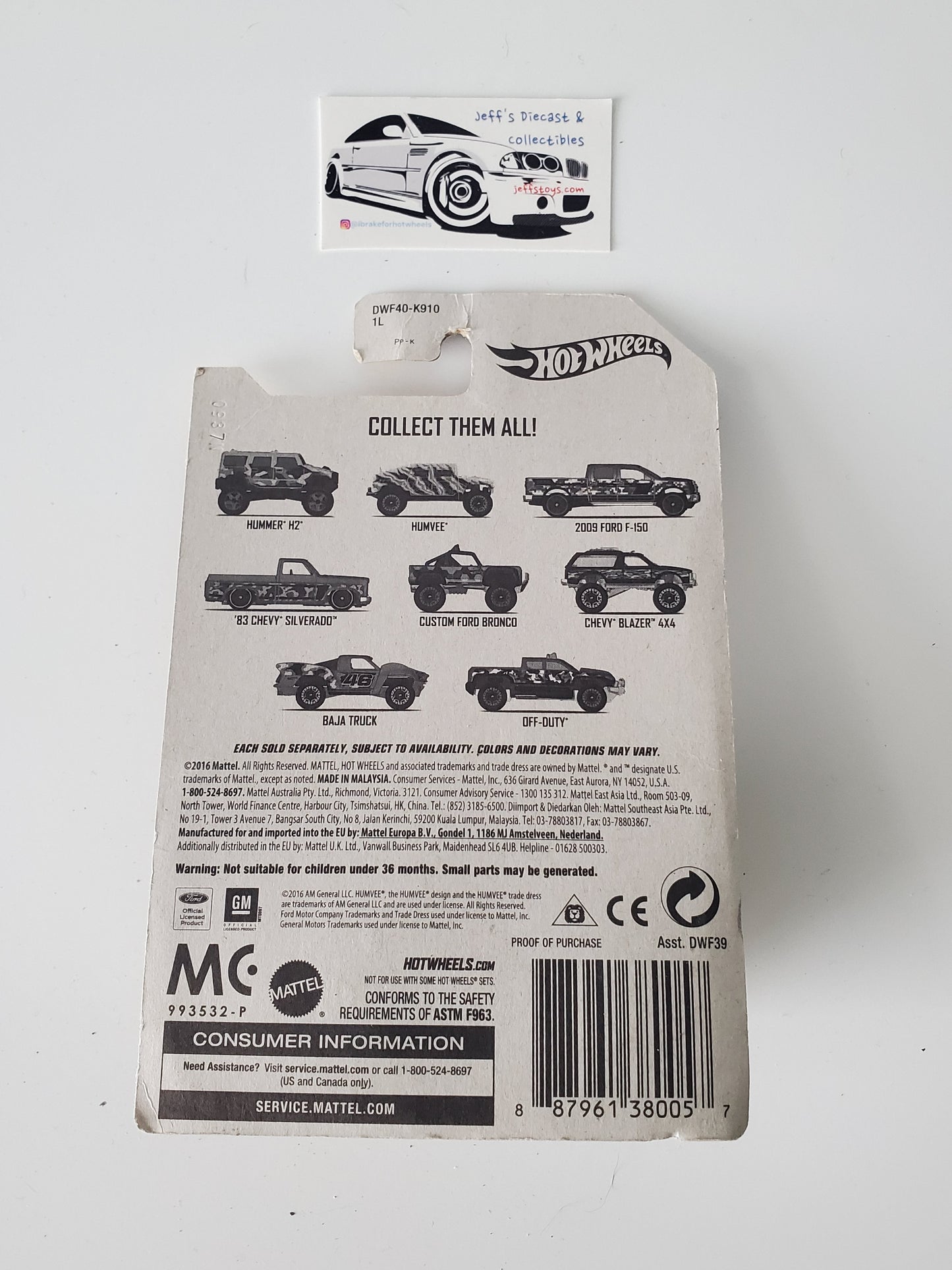 2017 Hot Wheels Camouflage Series Hummer H2 Jeff's Diecast & Collectibles