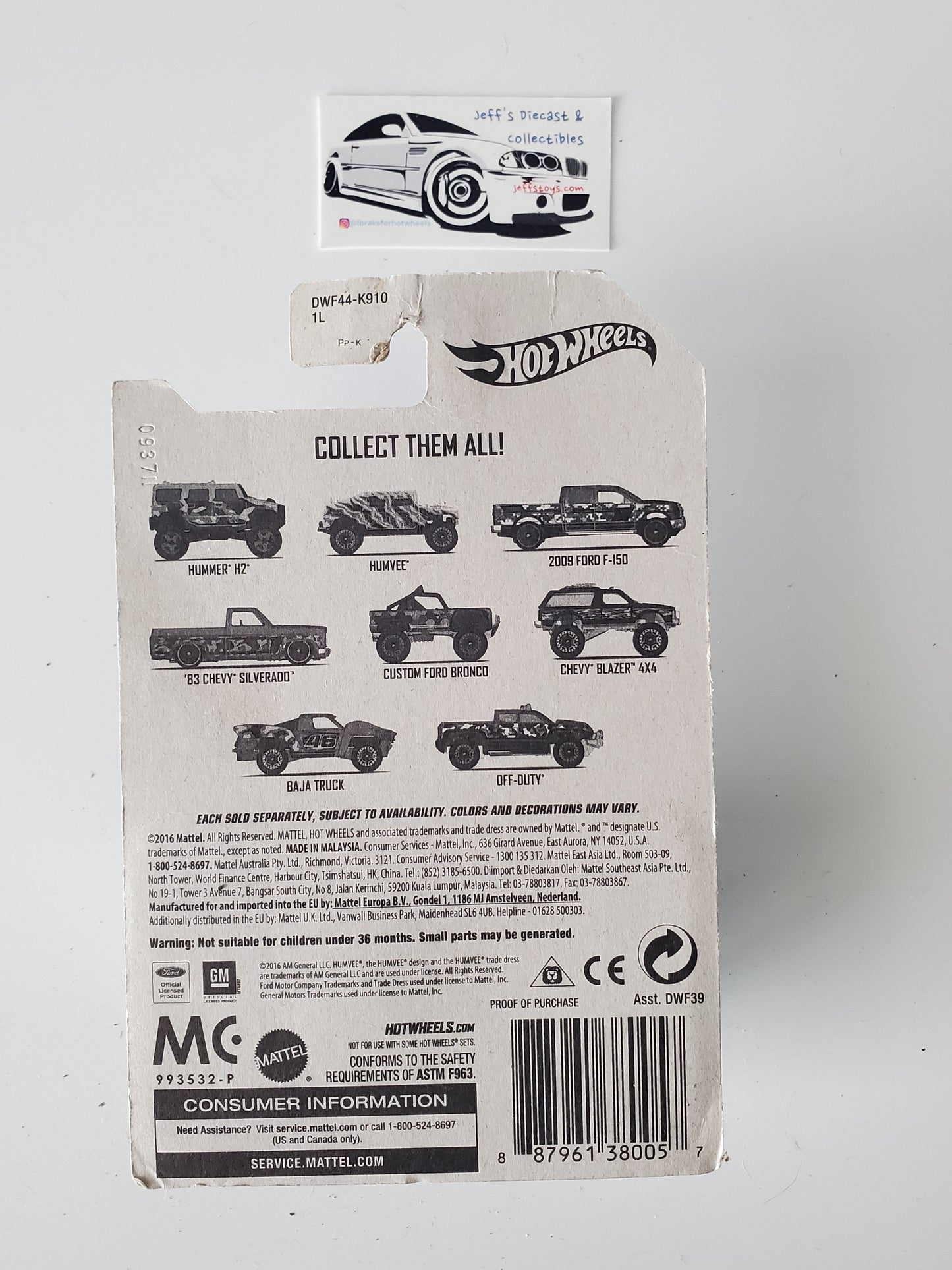 2017 Hot Wheels Camouflage Series Custom Ford Bronco Jeff's Diecast & Collectibles