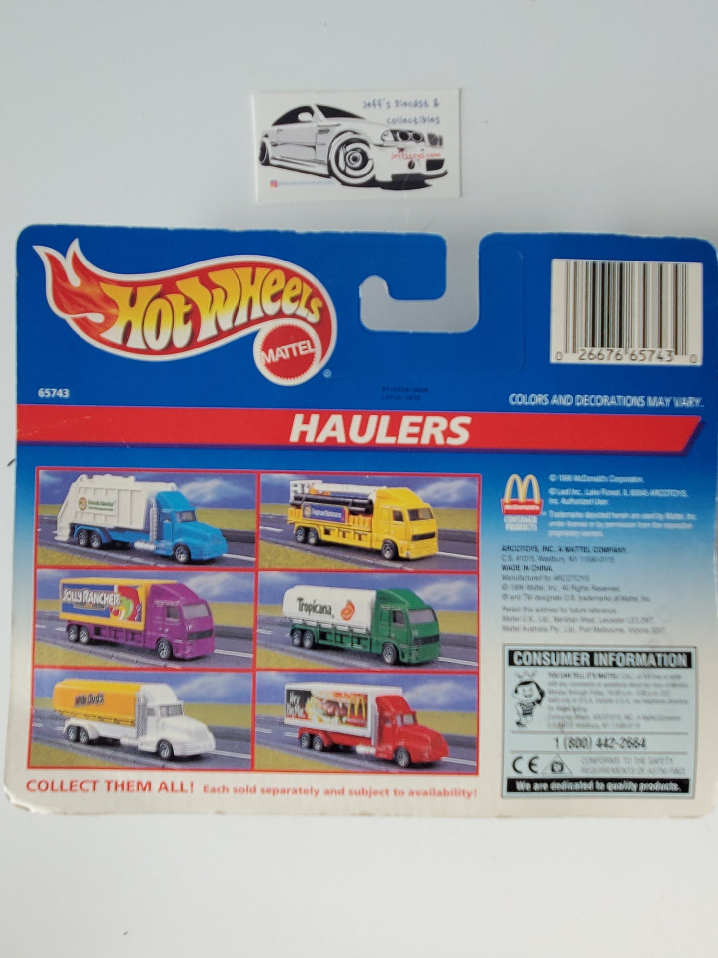 1996 Hot Wheels Haulers Milk Duds Jeff's Diecast & Collectibles