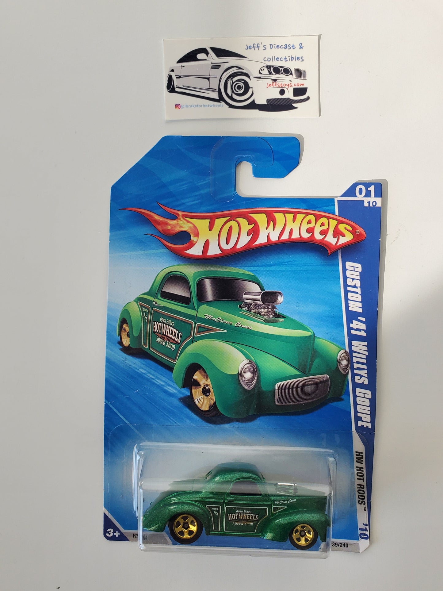 2010 Hot Wheels Custom '41 Willys Coupe Green #139 Jeff's Diecast & Collectibles