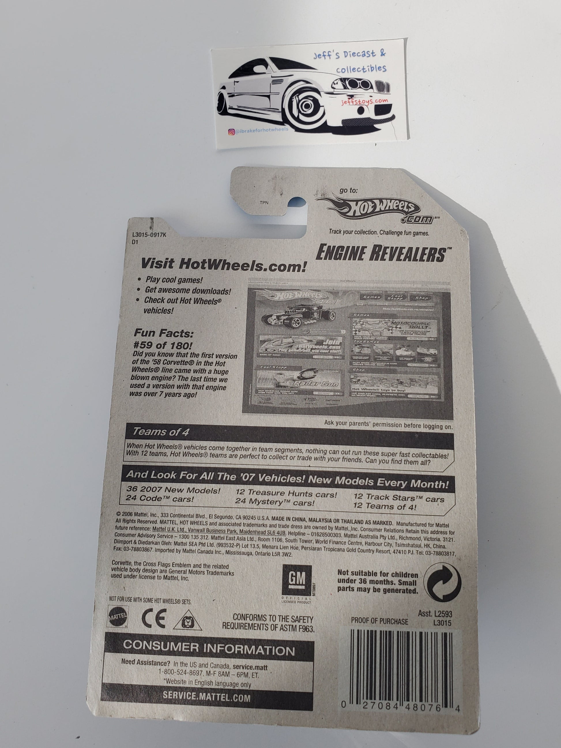 2007 Hot Wheels '58 Corvette #59 Jeff's Diecast & Collectibles