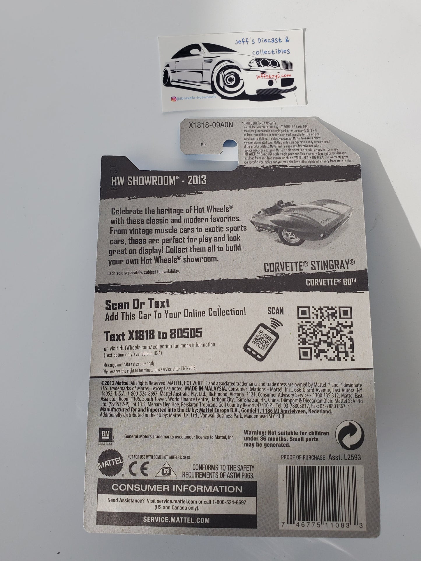 2013 Hot Wheels Corvette Stingray #203 Green Jeff's Diecast & Collectibles