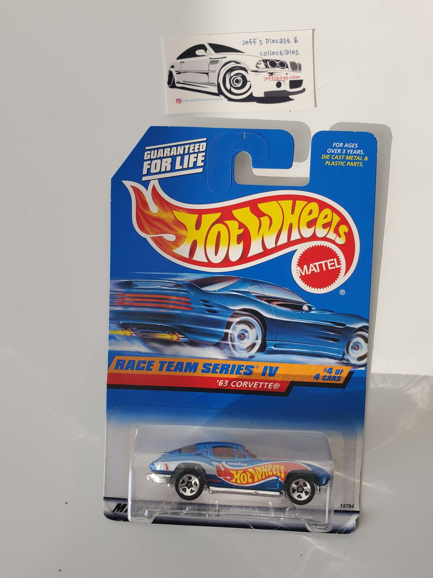 1998 Hot Wheels '63 Corvette #728 Race Team Jeff's Diecast & Collectibles