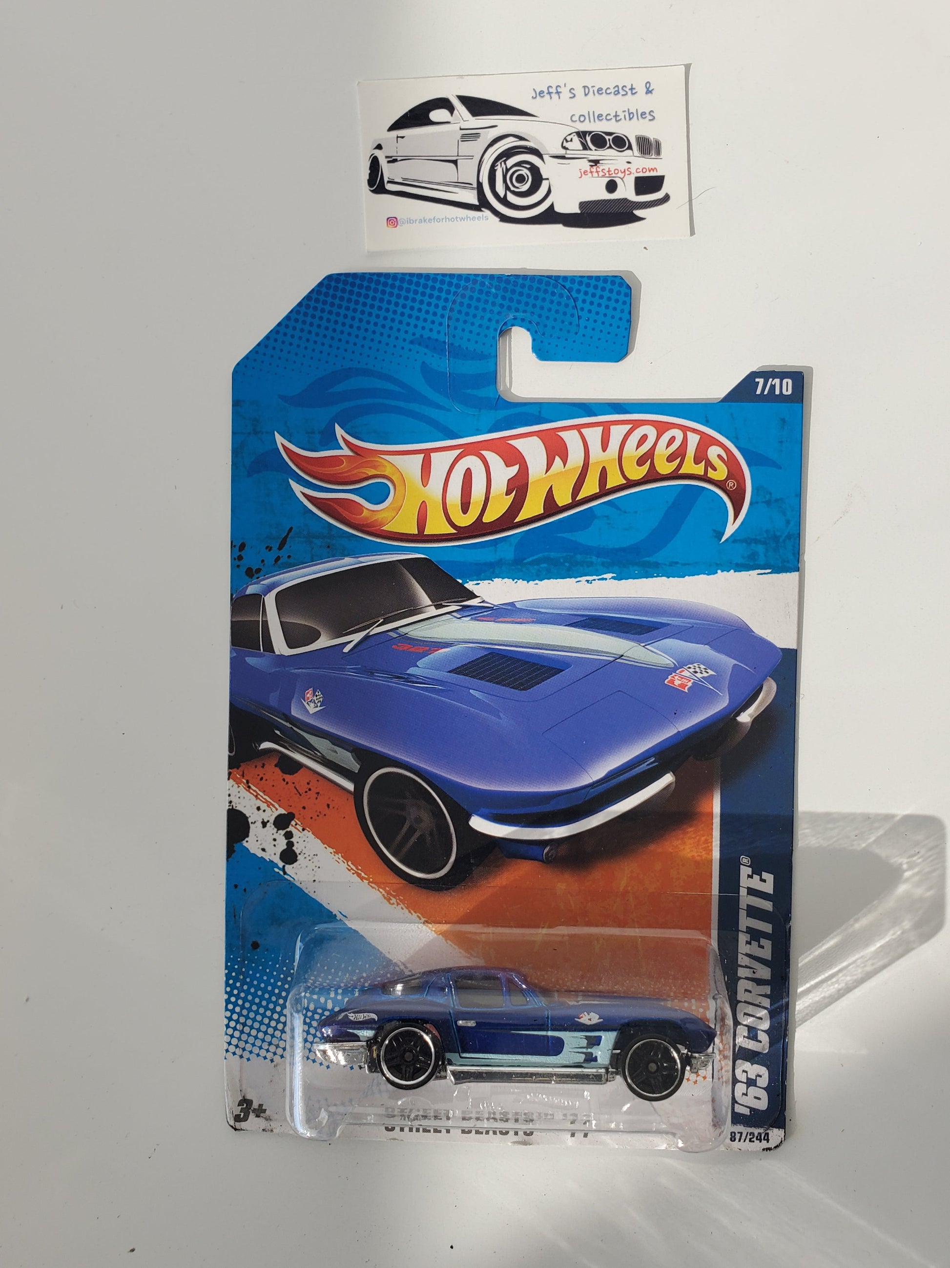 2011 Hot Wheels '63 Corvette #87 Blue Jeff's Diecast & Collectibles