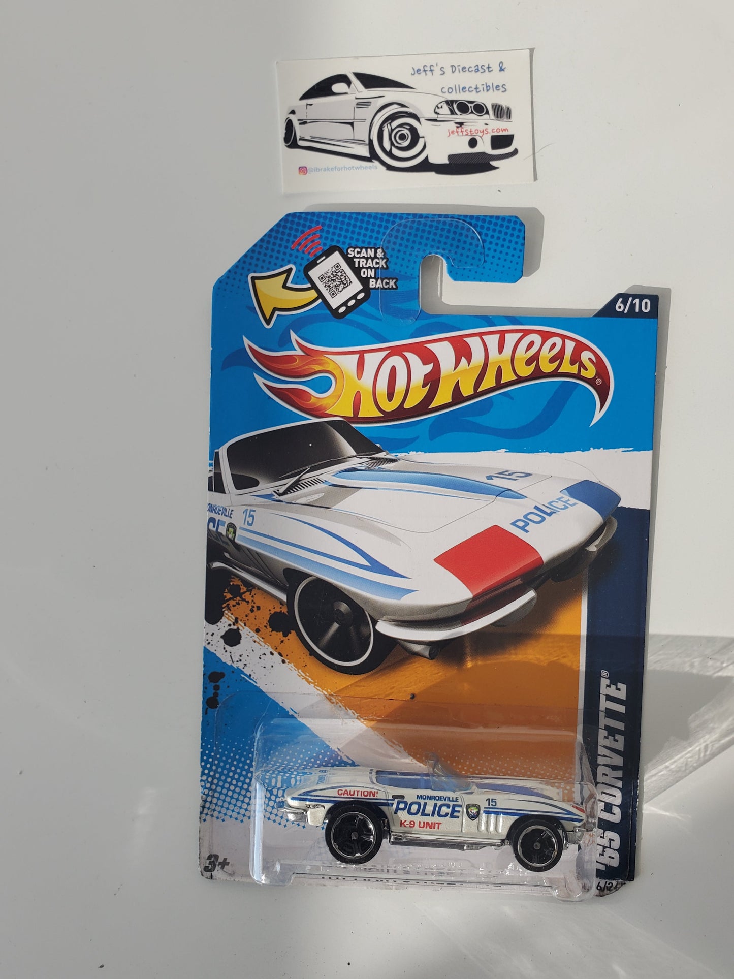 2012 Hot Wheels '65 Corvette #166 Police Jeff's Diecast & Collectibles