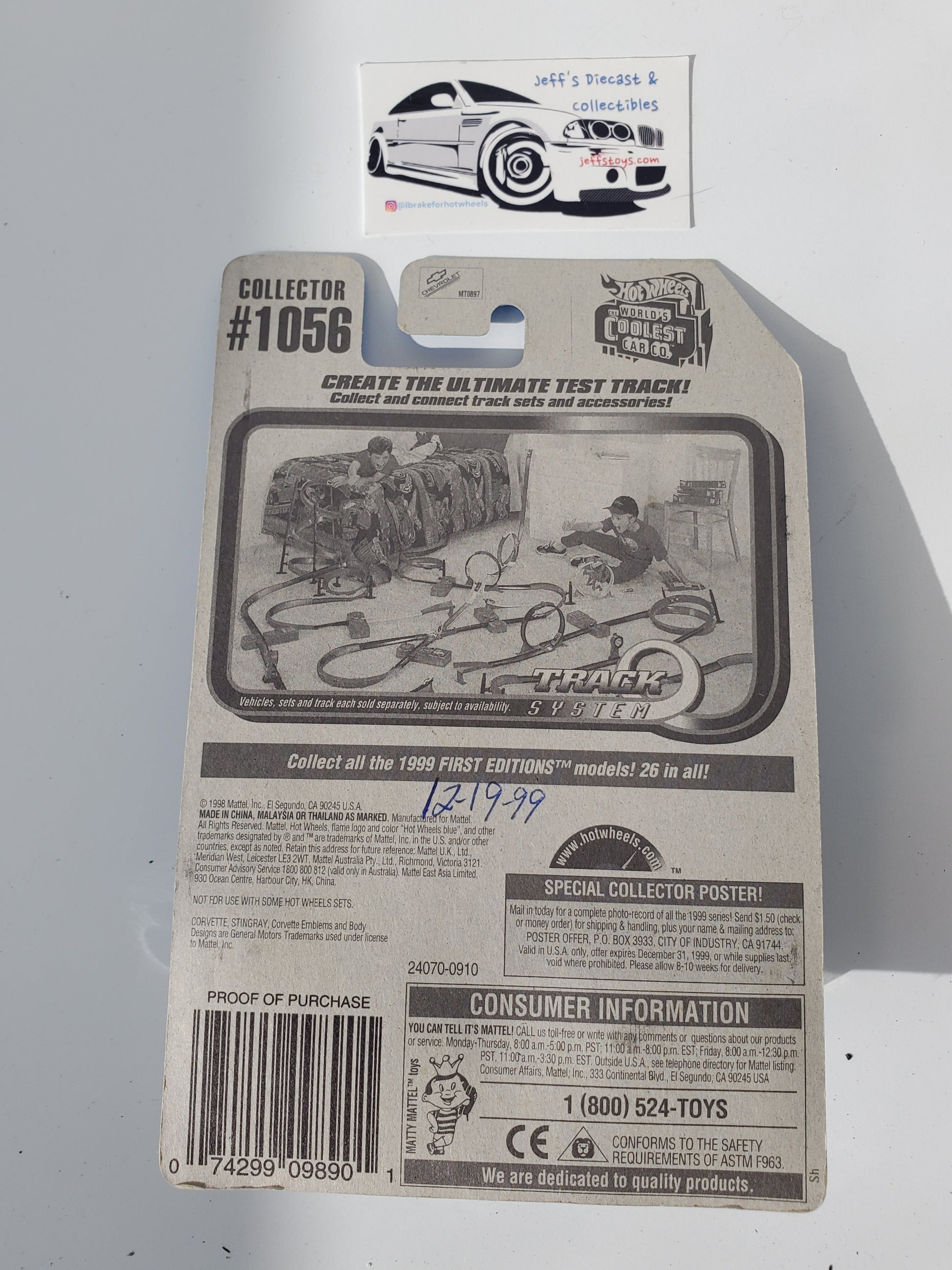 1999 Hot Wheels Corvette Stingray #1056 Jeff's Diecast & Collectibles