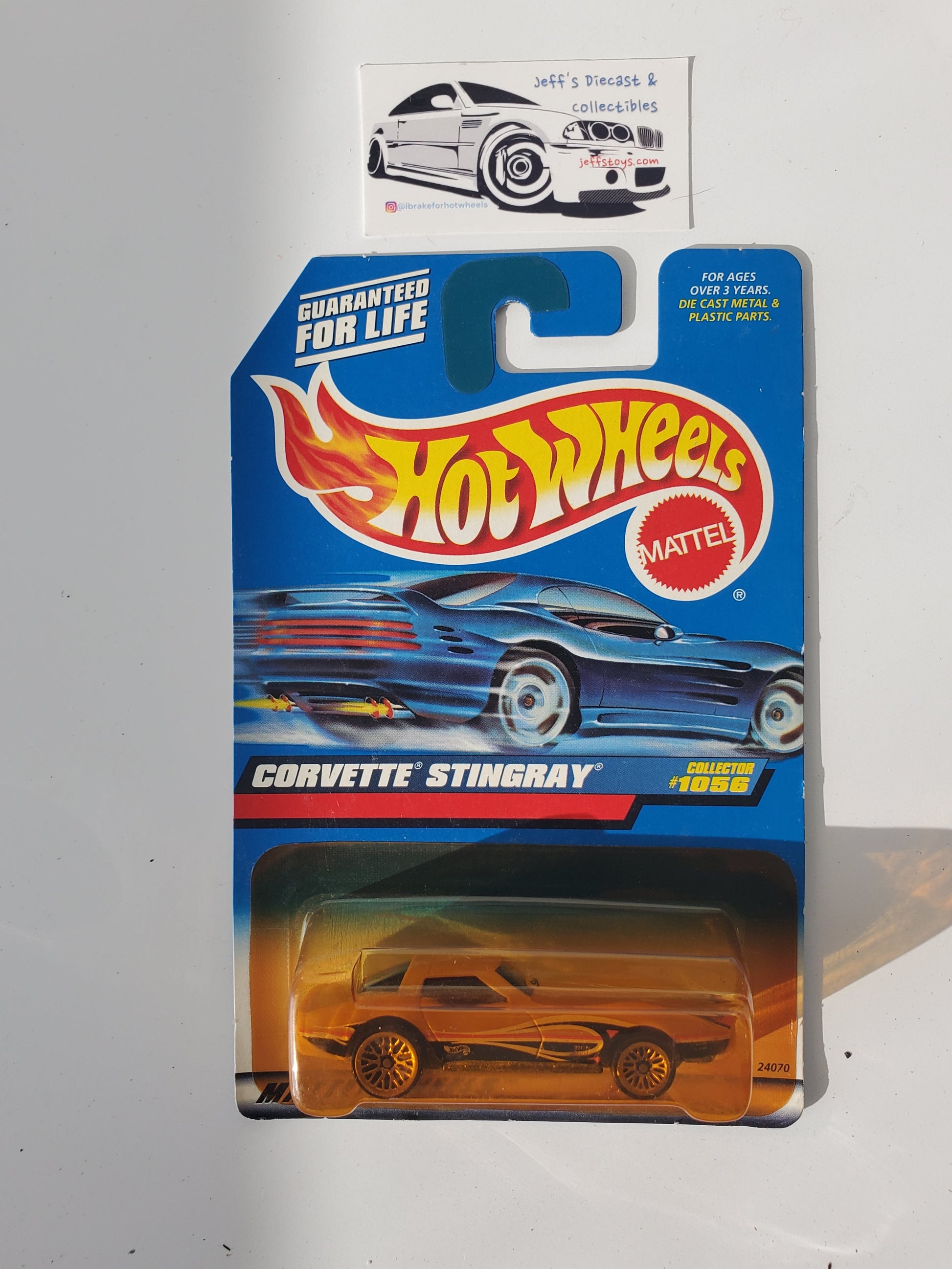 1999 Hot Wheels Corvette Stingray #1056 Yellowed Bubble Jeff's Diecast & Collectibles