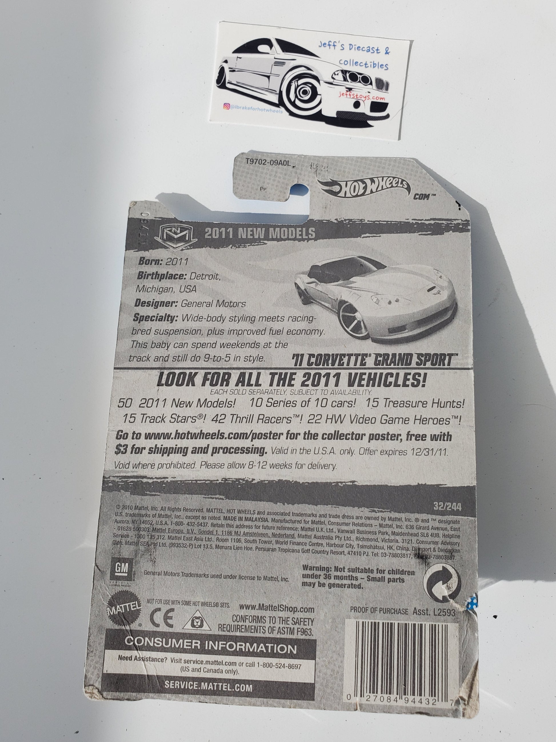 2011 Hot Wheels '11 Corvette Grand Sport #32 Yellow Jeff's Diecast & Collectibles