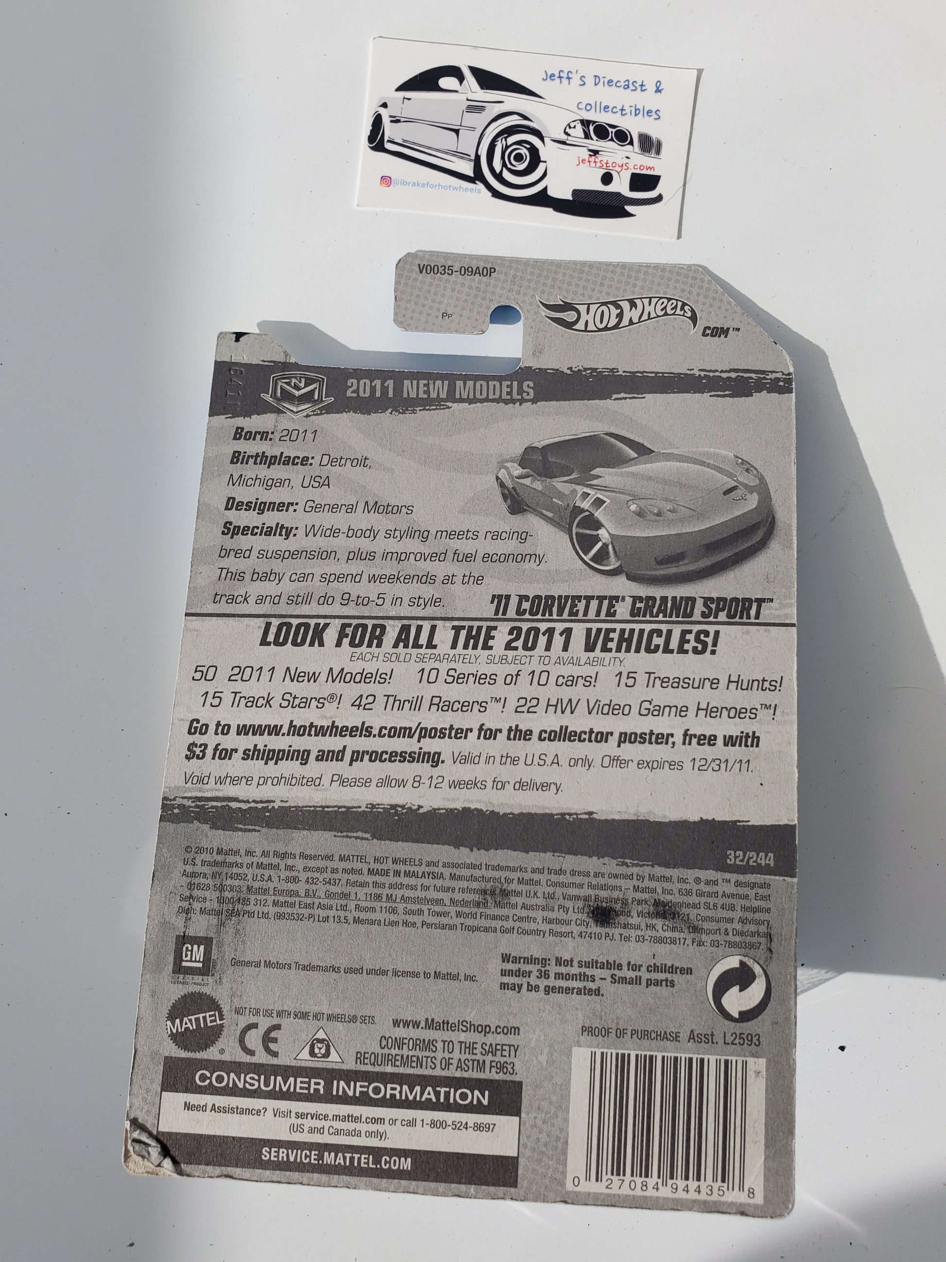 2011 Hot Wheels '11 Corvette Grand Sport #32 Blue Jeff's Diecast & Collectibles