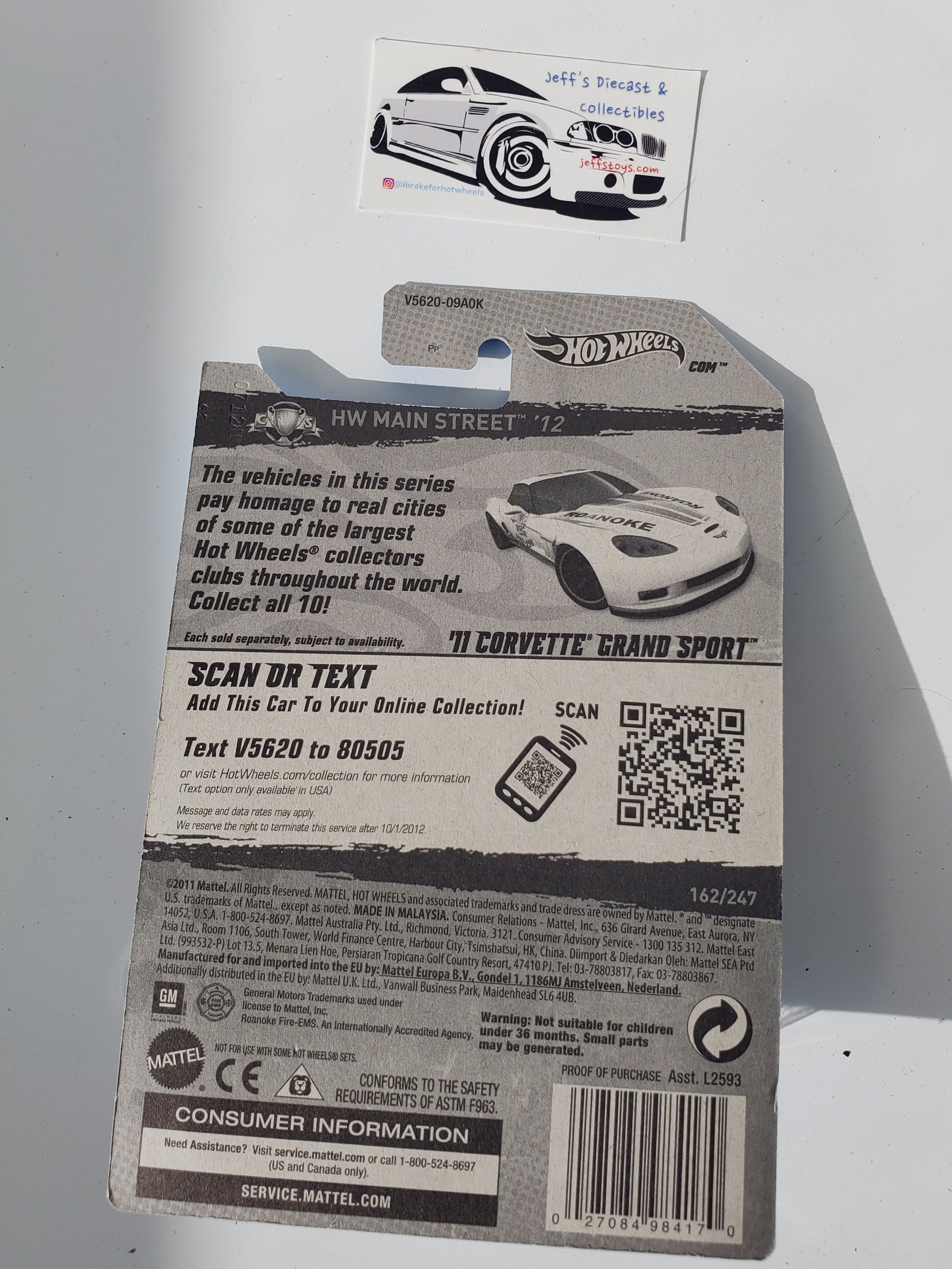 2012 Hot Wheels '11 Corvette Grand Sport #162 White Jeff's Diecast & Collectibles