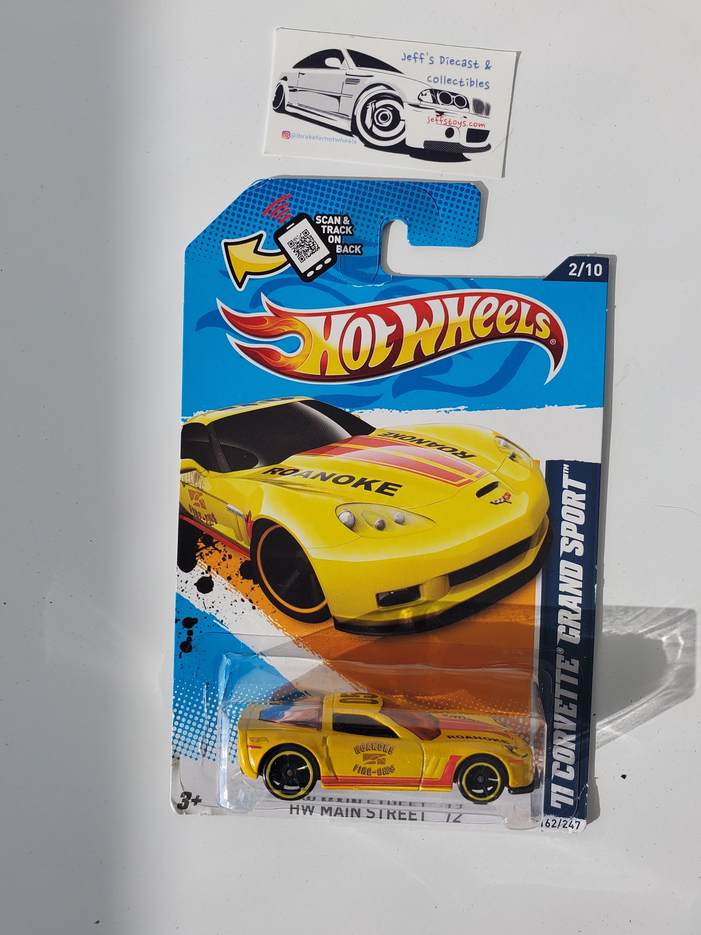 2012 Hot Wheels '11 Corvette Grand Sport #162 Yellow Jeff's Diecast & Collectibles