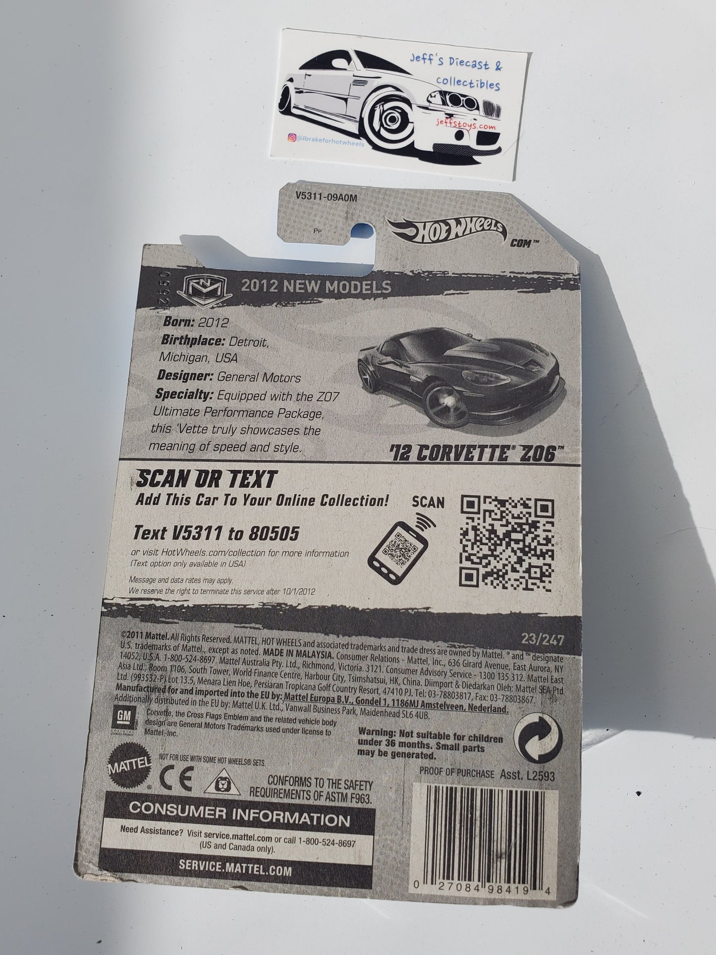 2012 Hot Wheels '12 Corvette Z06 #23 Jeff's Diecast & Collectibles