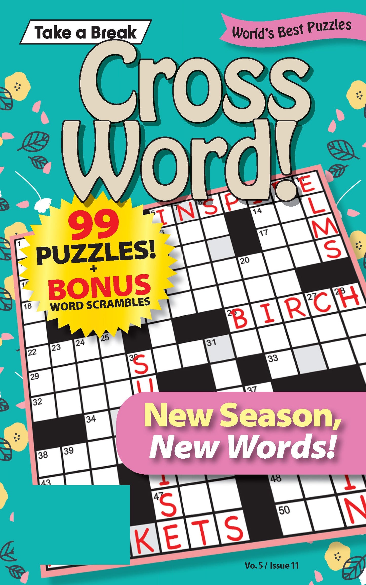 World's Best Cross Word - Vol. 5 Issue 11: 99 Puzzles + Bonus Word Scrambles, New Twist, Solve Riddle By Unscrambling Letters In Shaded Box, Helpful Hints, All Ages, Unplug, Relax, Unwind & De-Stress! Magazine Shop US