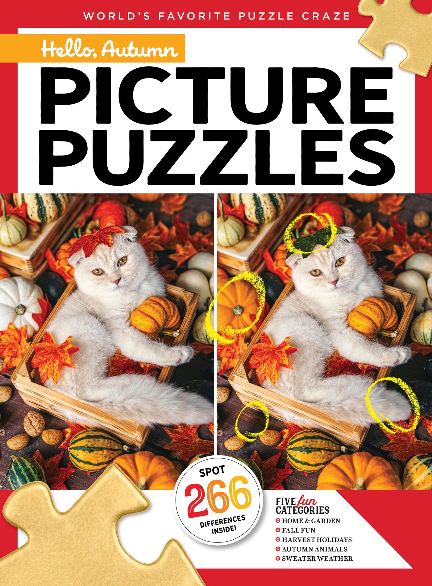Brain Fun - Picture Puzzles: Spot 266 Differences, 5 Themed Sections, Home & Garden, Fall Fun, Harvest Holidays, Autumn Animals, Sweater Weather, Strengthen Memory, Improve Focus, Relax & More! Magazine Shop US
