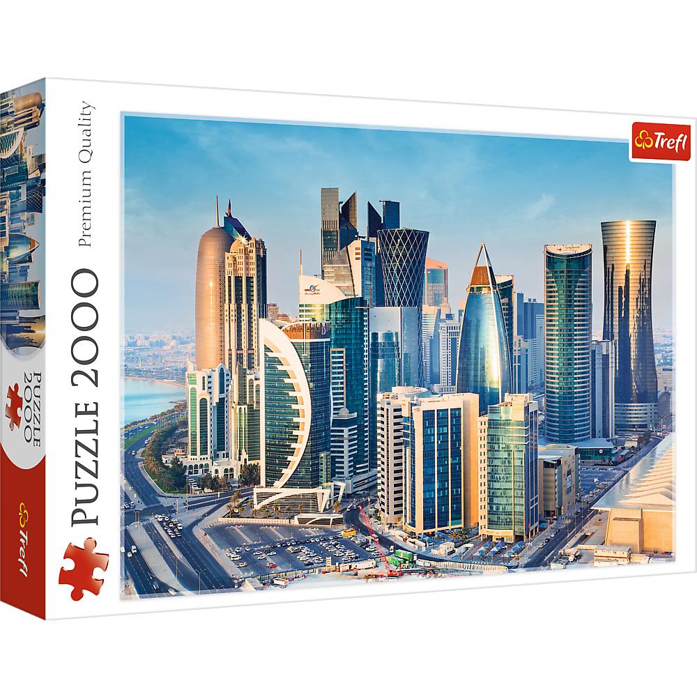 2000 Piece Jigsaw Puzzles, Doha, Qatar, City Skyline, Persian Gulf, Middle East, Adult Puzzles, Trefl 27084 Bridge Toys - Premium Jigsaw Puzzles