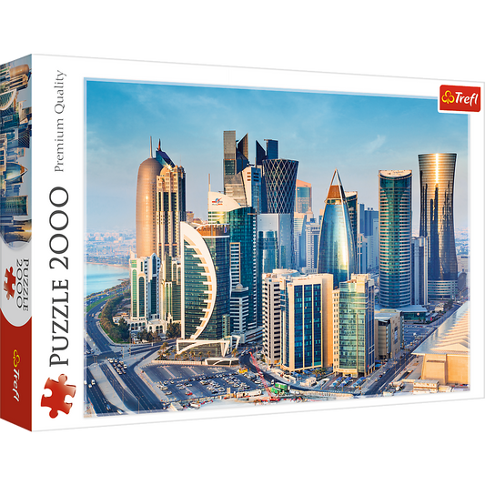 2000 Piece Jigsaw Puzzles, Doha, Qatar, City Skyline, Persian Gulf, Middle East, Adult Puzzles, Trefl 27084 Bridge Toys - Premium Jigsaw Puzzles