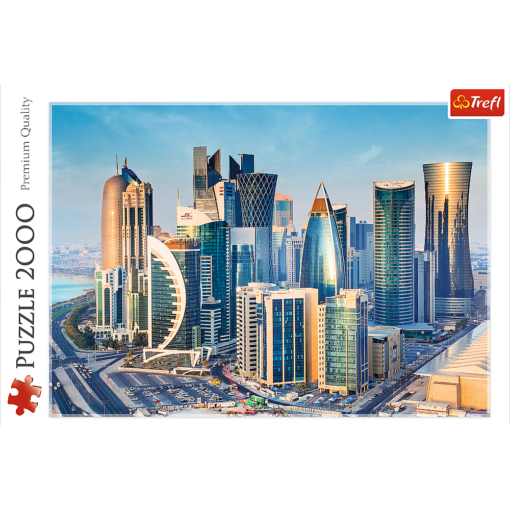 2000 Piece Jigsaw Puzzles, Doha, Qatar, City Skyline, Persian Gulf, Middle East, Adult Puzzles, Trefl 27084 Bridge Toys - Premium Jigsaw Puzzles