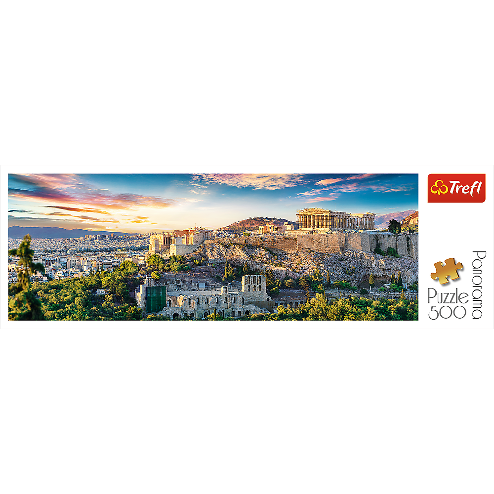 Panorama 500 Piece Jigsaw Puzzles, Acropolis, Athens Greece Puzzle, Parthenon Puzzle, Adult Puzzles, Trefl 29503 Bridge Toys - Premium Jigsaw Puzzles