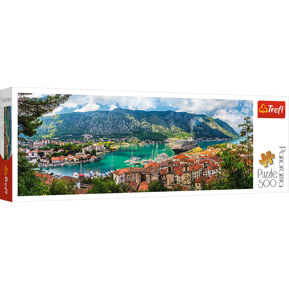 Panorama 500 Piece Jigsaw Puzzles, Kotor Montenegro, Medieval Old Town Puzzle, Adriatic Coast Puzzle, Adult Puzzles, Trefl 29506 Bridge Toys - Premium Jigsaw Puzzles