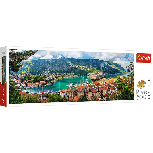 Panorama 500 Piece Jigsaw Puzzles, Kotor Montenegro, Medieval Old Town Puzzle, Adriatic Coast Puzzle, Adult Puzzles, Trefl 29506 Bridge Toys - Premium Jigsaw Puzzles