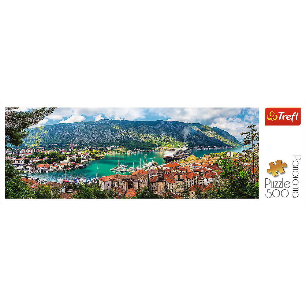 Panorama 500 Piece Jigsaw Puzzles, Kotor Montenegro, Medieval Old Town Puzzle, Adriatic Coast Puzzle, Adult Puzzles, Trefl 29506 Bridge Toys - Premium Jigsaw Puzzles