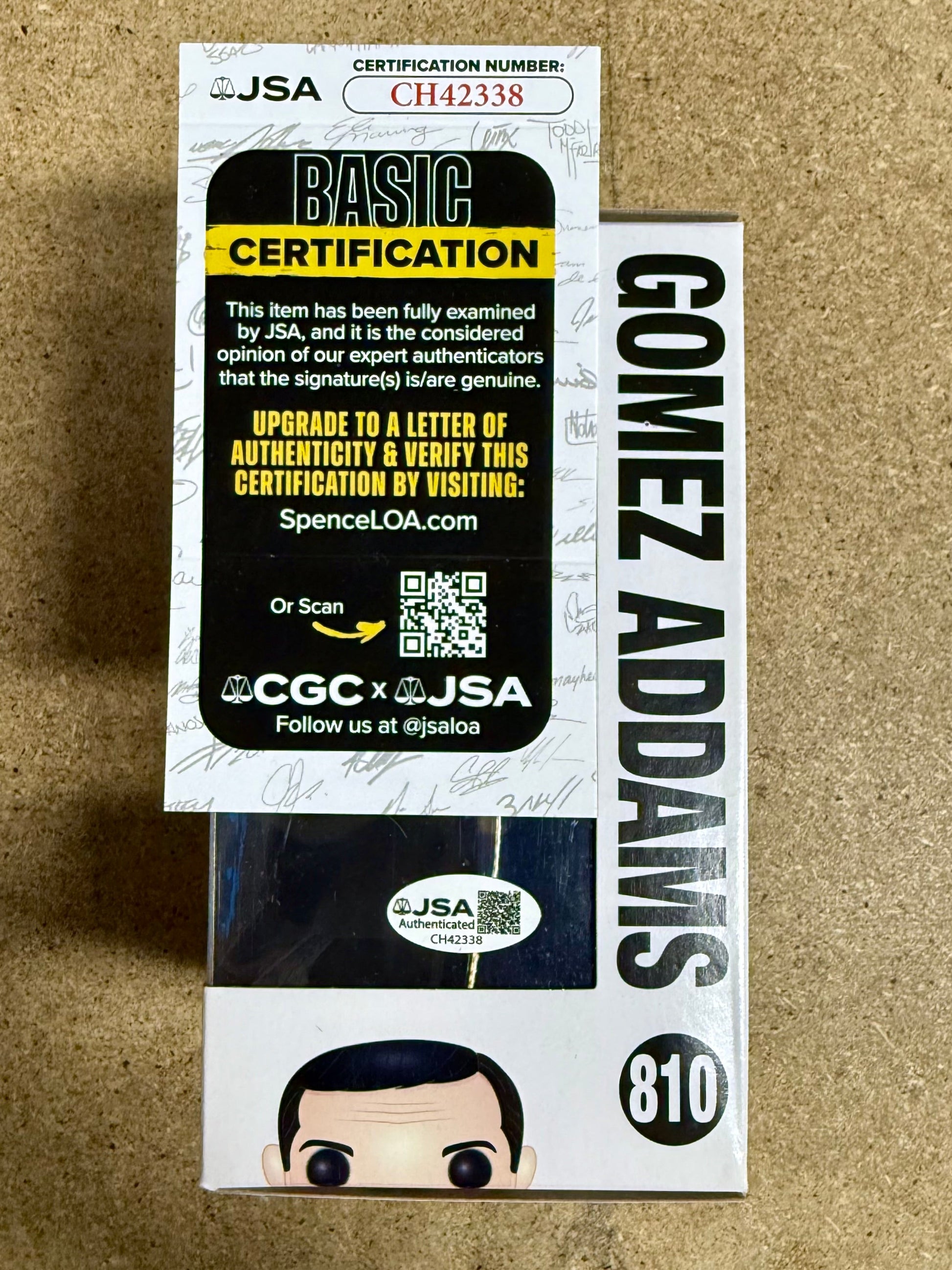 Luis Guzman Signed Gomez The Addams Family Wednesday Funko Pop! #810 With JSA COA Mustang Comics