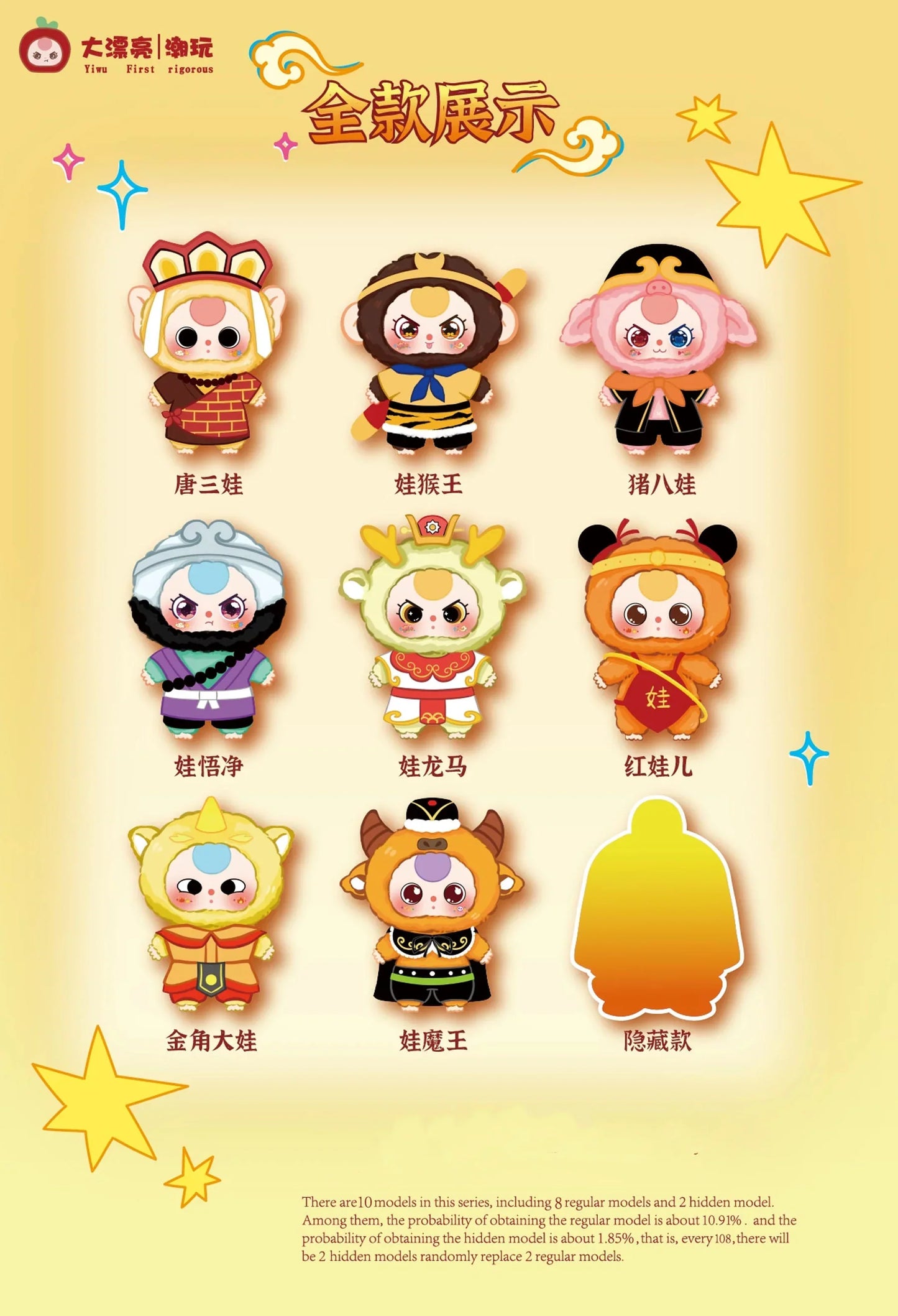 Baby Three Havoc In Heaven Plush Series Blind Box (1 Blind Box) Super Anime Store