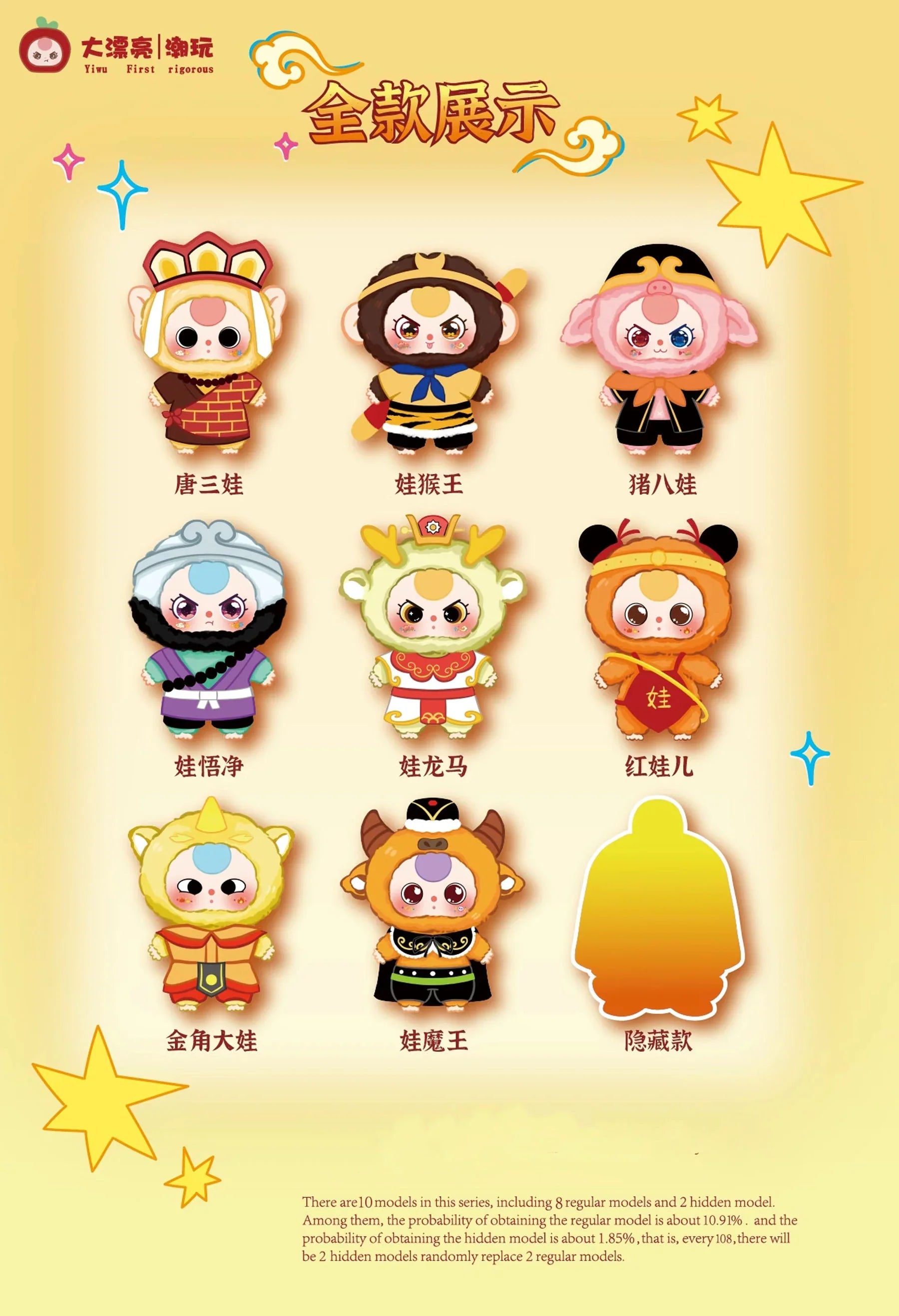 Baby Three Havoc In Heaven Plush Series Blind Box (1 Blind Box) Super Anime Store