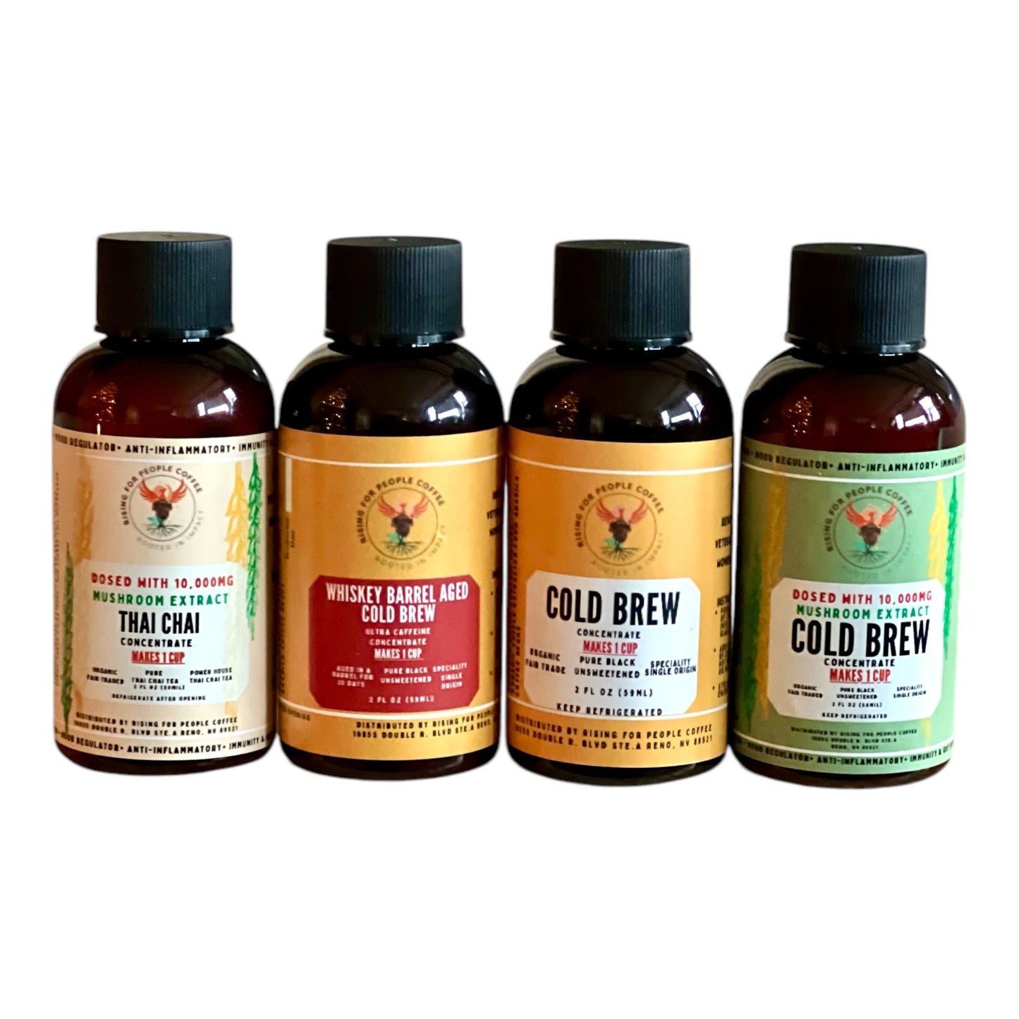 2oz Travel Cold Brew & Thai Chai Concentrate Set of 4